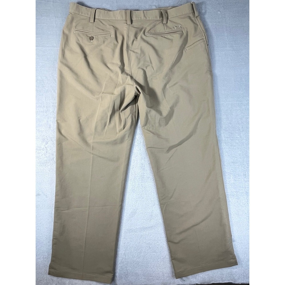Under Armour Golf Pants Mens 42x30 Tan Khaki Excellent Stretch Chino Trousers - Picture 6 of 8